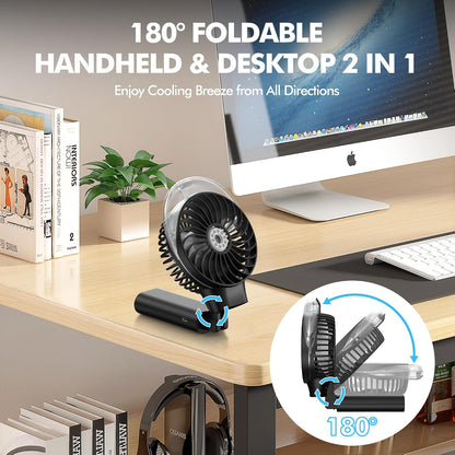 MORECORE Portable Misting Fan, 180° Foldable Handheld Personal Fan
