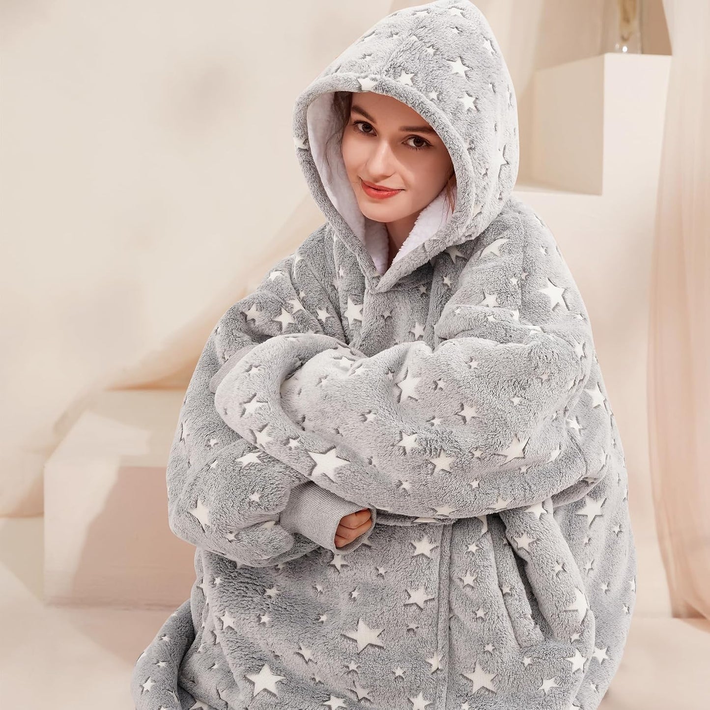 Narecte Cozy Oversized Blanket Hoodie Wearable Blanket Adults Soft Hooded Blanket Hoodie Birthday Gifts for Women Christmas - Colors A