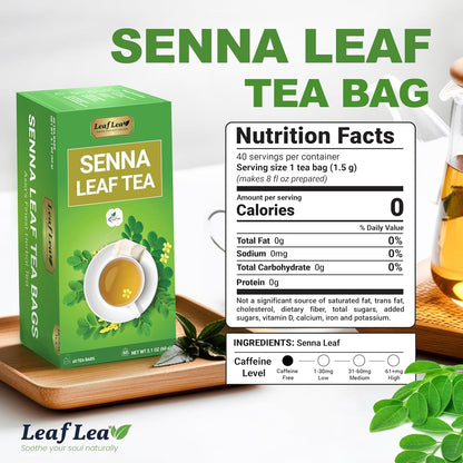 LeafLea Senna Tea Bags, Laxative Tea & Digestive Cleanse, 120 Ct, 3 Boxes