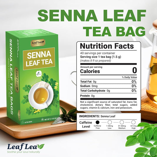 LeafLea Senna Tea Bags, Laxative Tea & Digestive Cleanse, 120 Ct, 3 Boxes