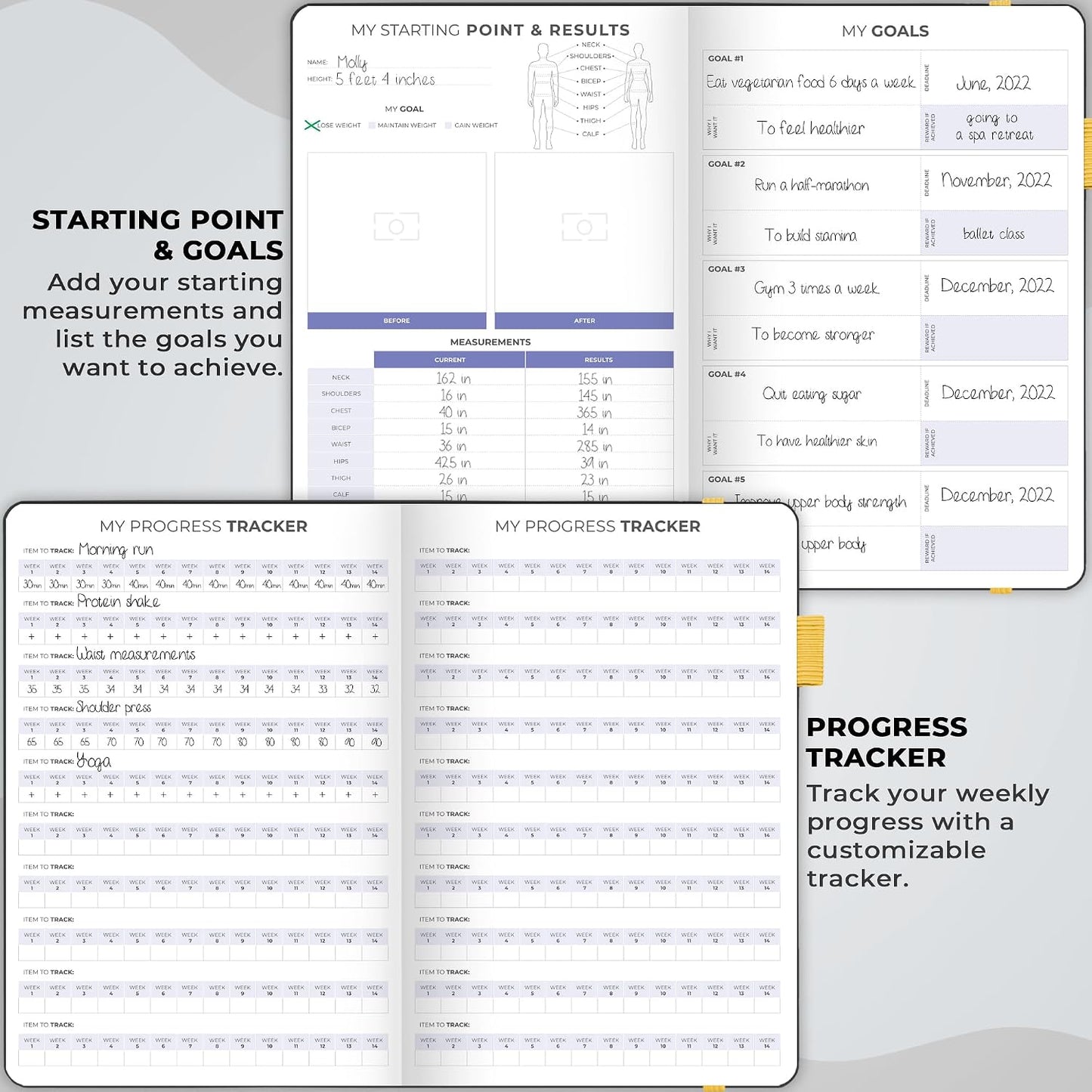 Clever Fox Fitness & Food Journal – Nutrition & Workout Planner for Women & Men – Diet & Gym Exercise Log Book with Calendars, Diet & Training Trackers - Undated, A5 Size, Hardcover (Forest Green)