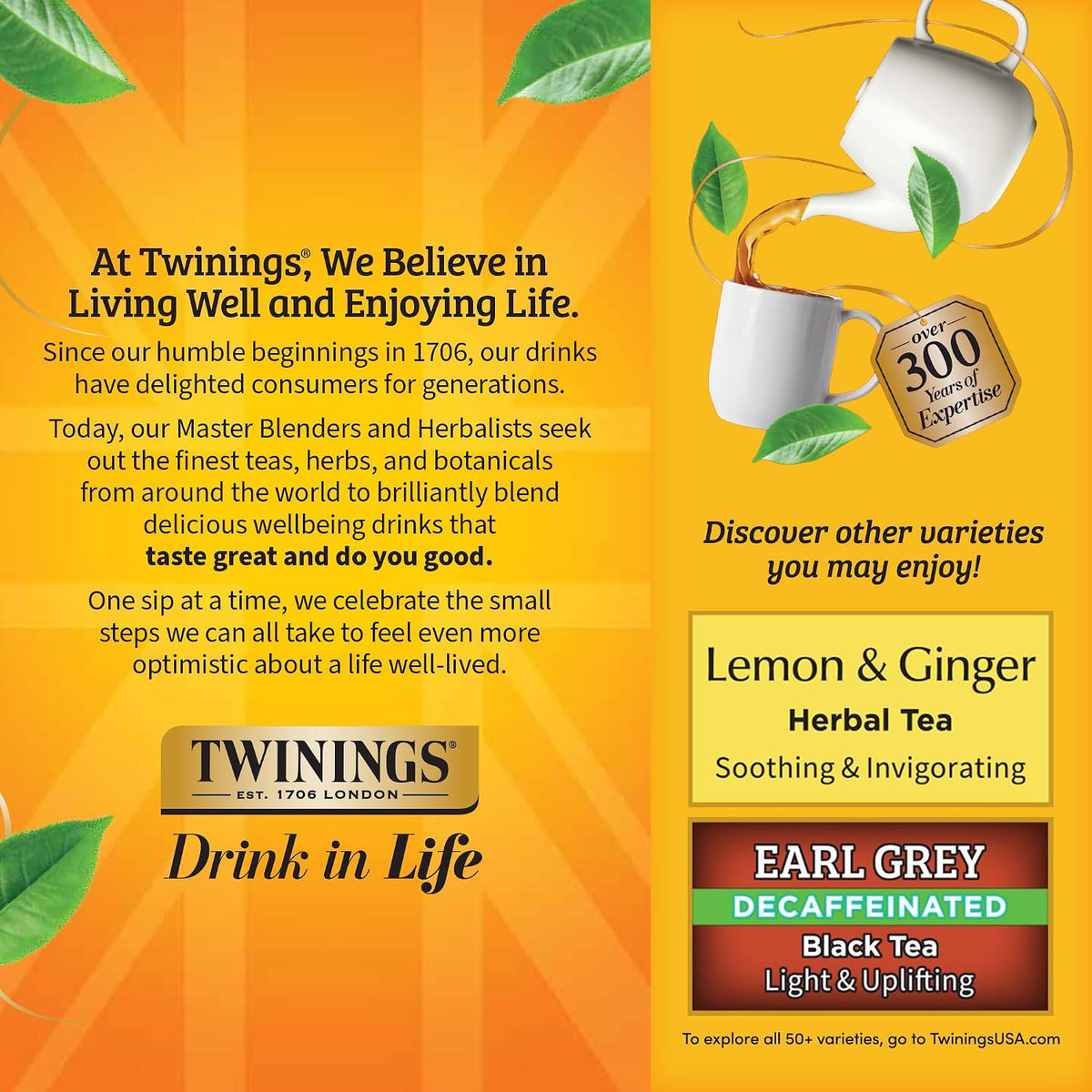 Twinings Decaffeinated Lady Grey Black Tea Individually Wrapped Bags, 100 Count (Pack of 1), Orange Peel & Lemon Peel, Fresh and Uplifting, Caffeinated, Enjoy Hot or Iced, 100 Teabags