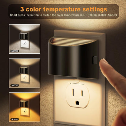 JandCase Night Light, Modern Night Lights Plug into Wall,2 Pack Dusk to Dawn Sensor Nightlight, Amber Brightness Adjustable Nightlight for Kids Bathroom Hallway Kitchen Bedroom Decor