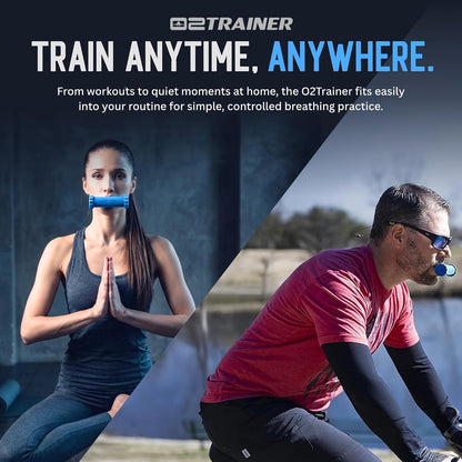 O2Trainer Breathing Muscle Training Device | Lung Power & Endurance Tool for Athletes, Singers & High-Altitude Performance | Diaphragmatic Respiratory Trainer | 16 Resistance Caps