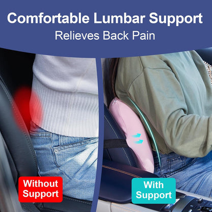 BYMECOST Lumbar Support Pillow for Car, Memory Foam Car Seat Back Support Pillow for Driving, Back Cushion with Strap for Pain Relief, Ergonomic Back Cushion for Office Chair, Wheelchair (Black)