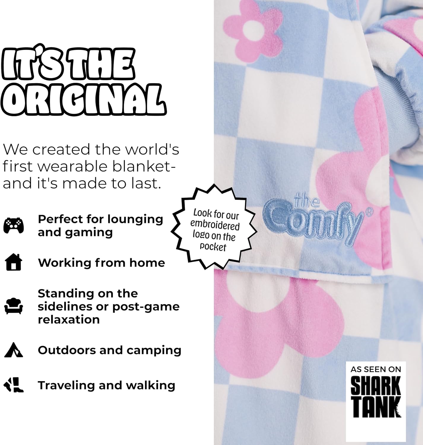 THE COMFY Original | From Shark Tank | Patented | Oversized Sherpa Wearable Blanket Hoodie| Gift for Women & Men | One Size