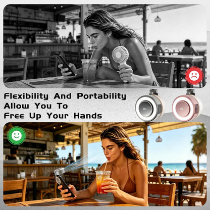 Portable Clip-On Fan, Mini USB Rechargeable 360° Rotatable Fan, Personal Fan 3-Speed Silent Mini Bladeless Fans (White)