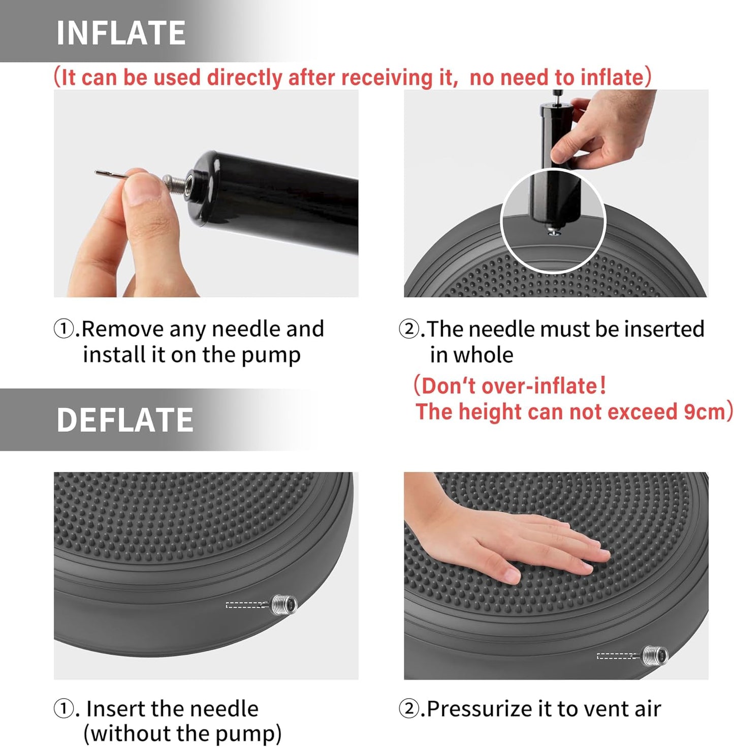 Inflated Wobble Cushion,Dyna Disc,Circular Non-slip Texture for Comfortable Sitting,Wiggle Seat to Improve Posture, Fitness, Stability for Sensory Kids Adults,Balance Seat with Pump for Core Strength