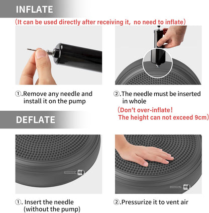 Inflated Wobble Cushion,Dyna Disc,Circular Non-slip Texture for Comfortable Sitting,Wiggle Seat to Improve Posture, Fitness, Stability for Sensory Kids Adults,Balance Seat with Pump for Core Strength