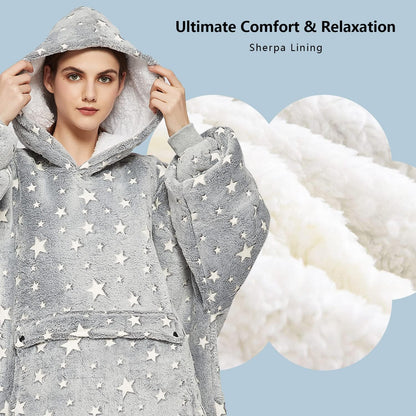 KFUBUO Wearable Blanket Hoodie for Adults Sherpa All Patterns Cat Oversized Sweatshirt Blanket with Pockets for Women