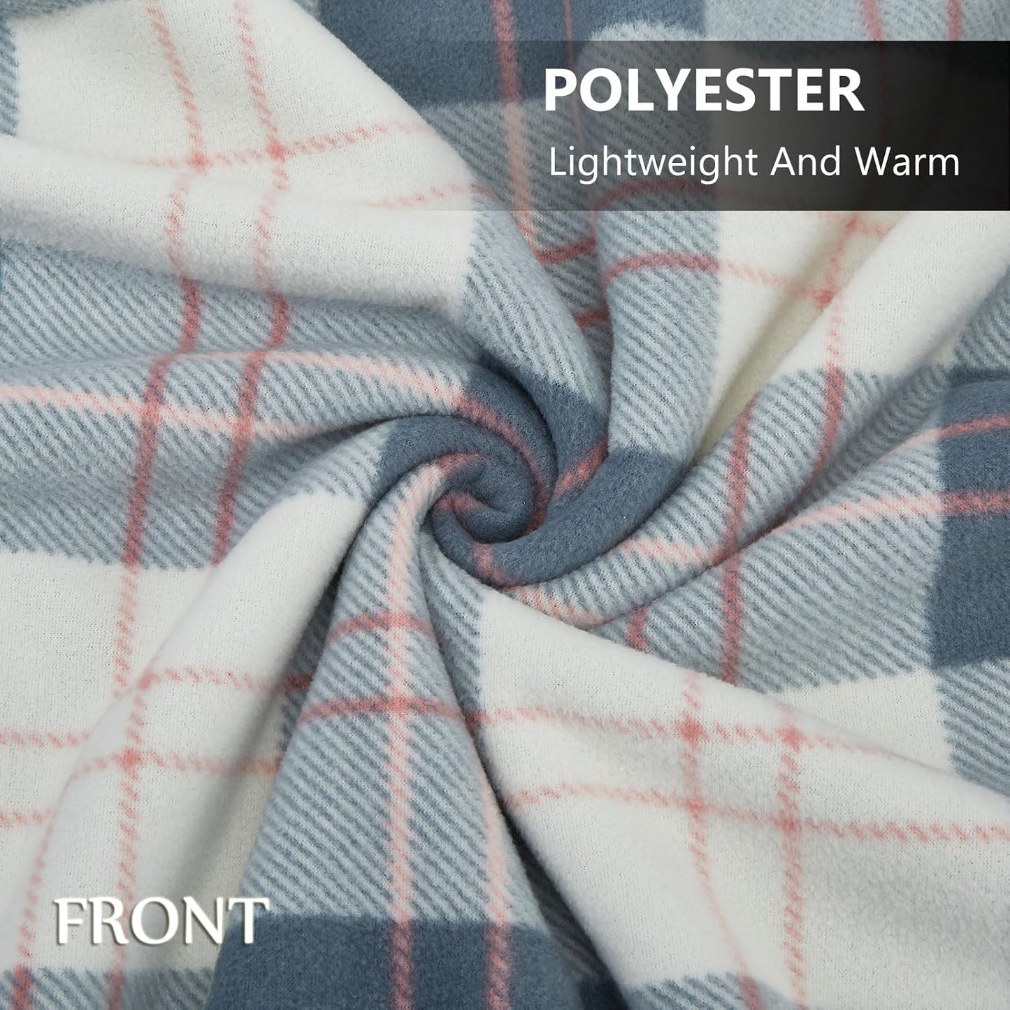 forestfish Fleece Wearable Blanket, Plaid Lap Blanket Comfy Poncho Throw with Buttons for Bed Sofa Office, Grey-White