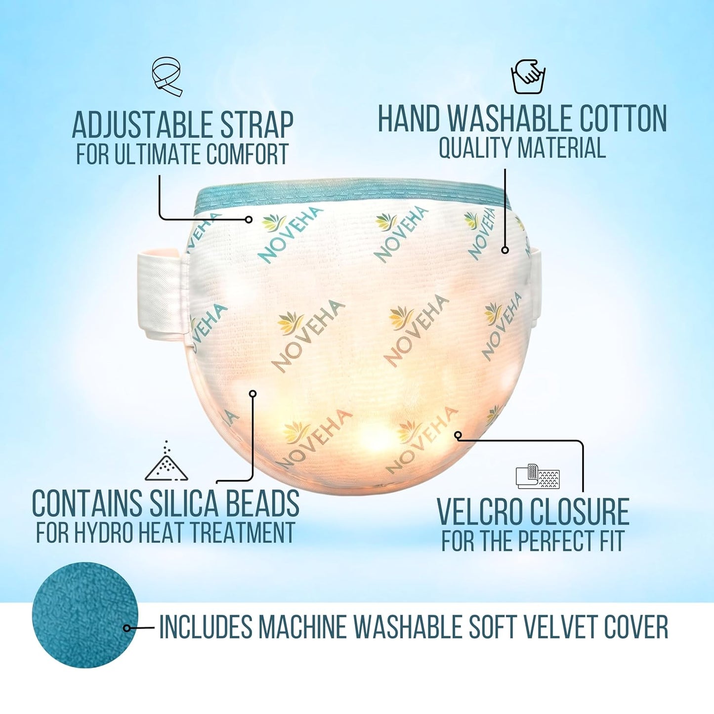 NOVEHA Express Warm Compress Individual Eye Mask | Moist Hot Technology for Sensitive Dry Eyes - Relieves Stye & Pink Eye - Reusable Heat Water Treatment for Irritated Eyes and Eyelid Lumps