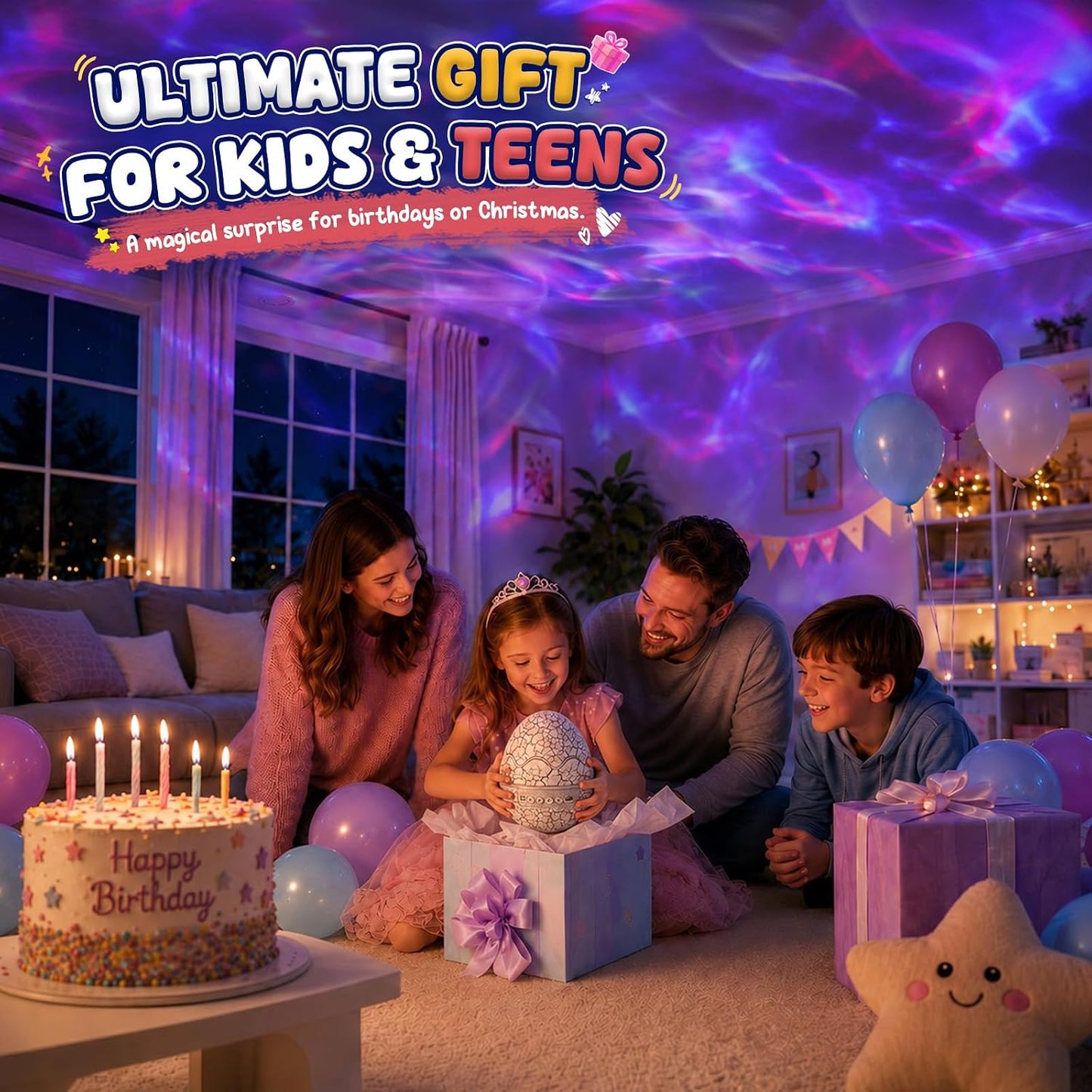 Rossetta Star Projector, Galaxy Projector for Bedroom Nebula Night Light Projector with White Noise, Bluetooth Speaker, Timer and Remote, Kids Room Decor, Birthday, Party, Gifts for Kids Teens Adults