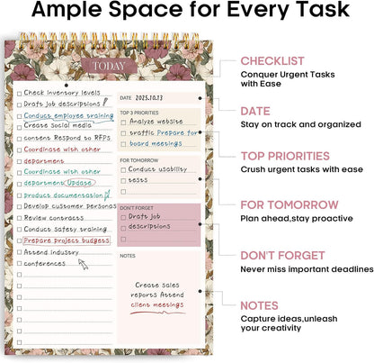 Taja To Do List Notepad - To Do List Notebook for Work with 52 Sheets, 9.8" x 6.5", Undated Daily Planner Perfect for Daily Tasks and Goal Setting, Notepad Suitable for Office, Home & School - Violet Dream