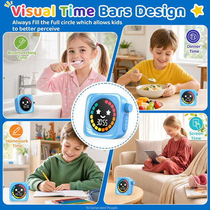 Visual Timer for Kids, 99 Minute Digital Cute Kids Visual Timer Classroom Timer for Homeschool Supplies Study Teaching Time Management Tool Countdown Productivity Timer, White, Colorful Display