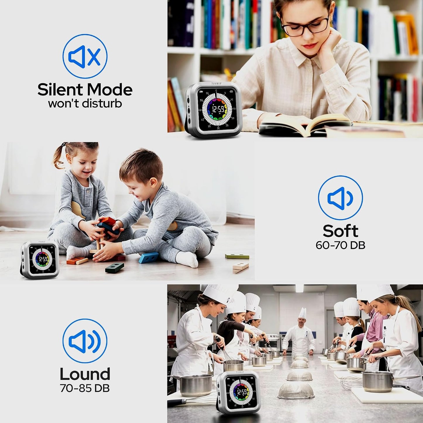 Visual Timer for Kids with Color Display Kitchen Timer 1500mAh Battery