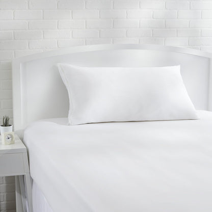 Amazon Basics Standard Breathable 100% Cotton Hypoallergenic Pillow Protector with Zipper, Machine Washable, White, 27 x 21 Inches, Pillows Not Included