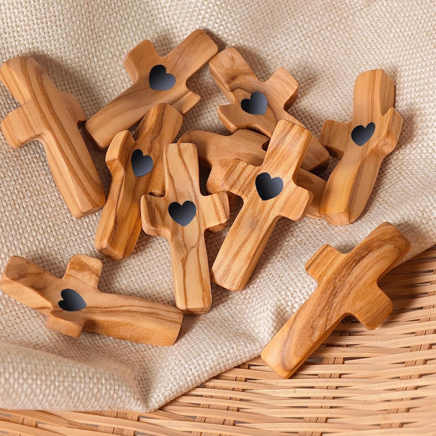 Cross My Heart/Encouragement Gift Wood Comfort Pocket Prayer Cross for Clutching, Clinging and Praying Christian Religious Gift