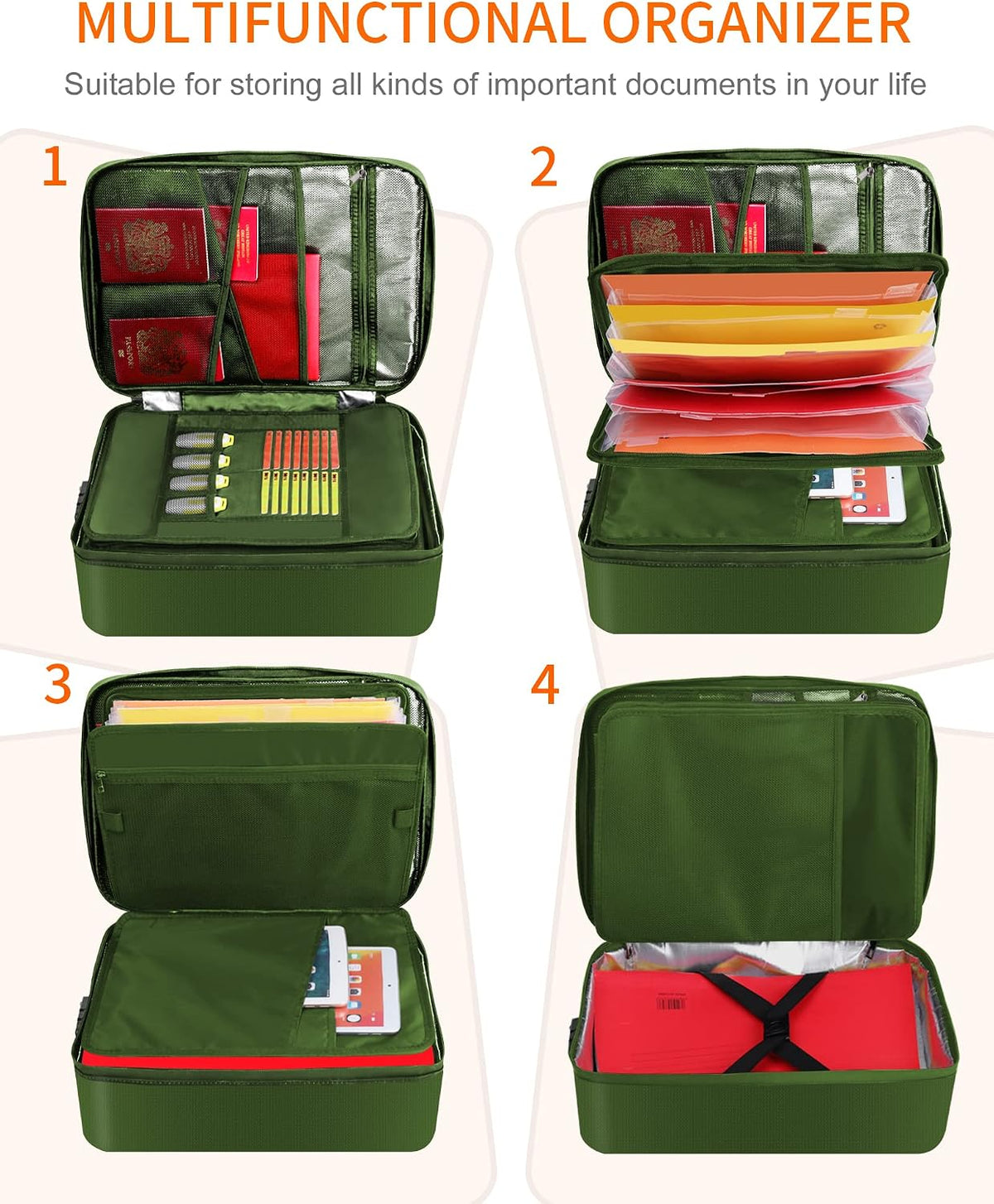 Noiposi Fireproof Document Box with Lock 5200℉-8 Layer