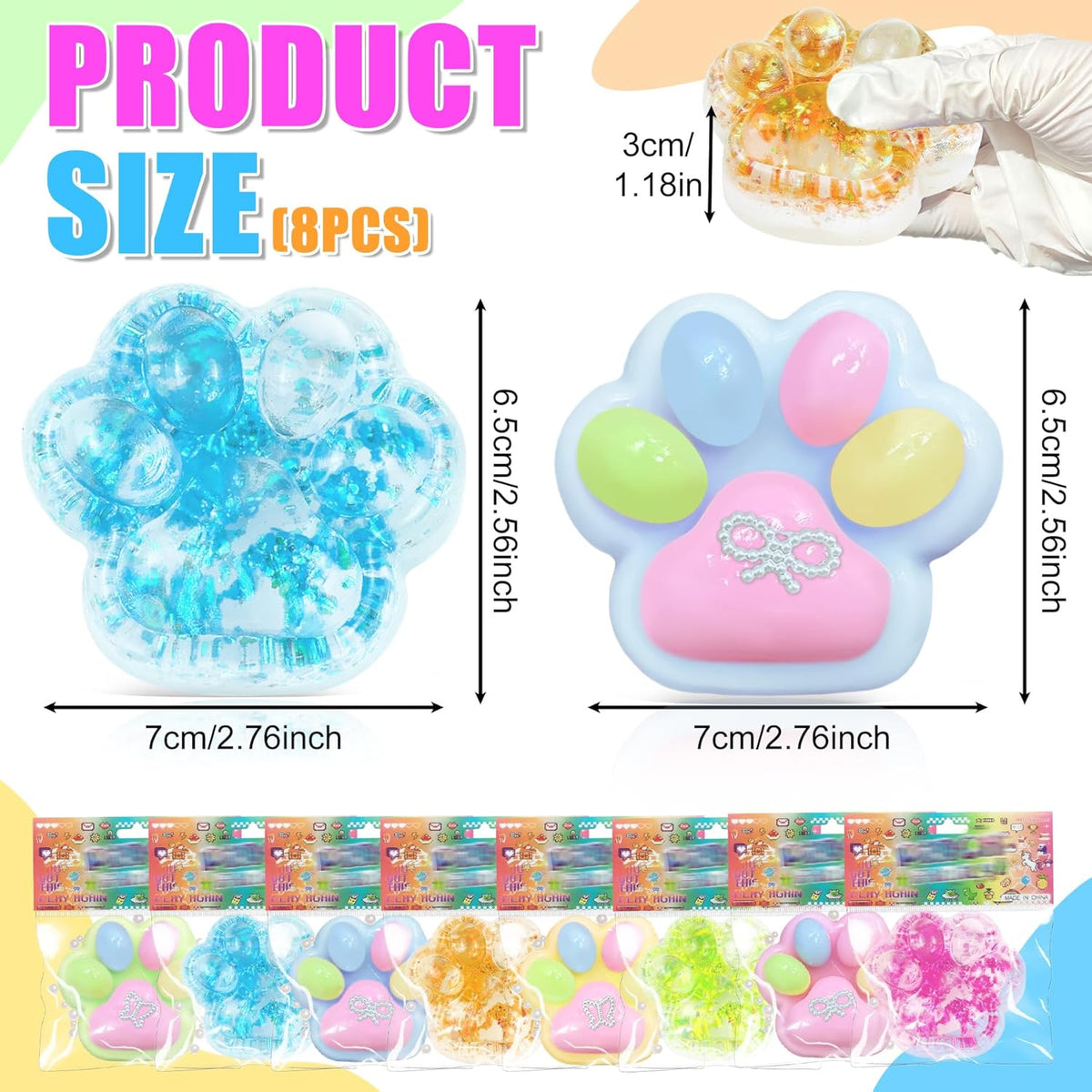 3Pcs Textured Stress Balls, Soft Sensory Fidget Toys Ball for Adults Kids