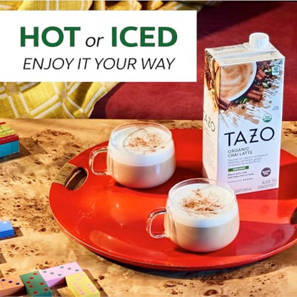 TAZO Organic Chai Latte Concentrate 32 oz Carton 2-Pack USDA Organic Black Tea with Cinnamon Cardamom Ginger and Black Pepper Spices for Hot or Iced Chai Tea Lattes