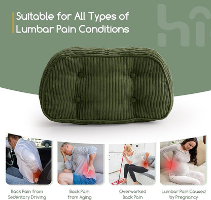 HIGOGOGO Lumbar Support Pillow for Recliner Chair/Accent Chair/Couch/Office Chair, Tufted Corduroy Back Support Cushion for Elderly, Recliner Cushions for Back Rest, Pain Relief, Reading, Brown