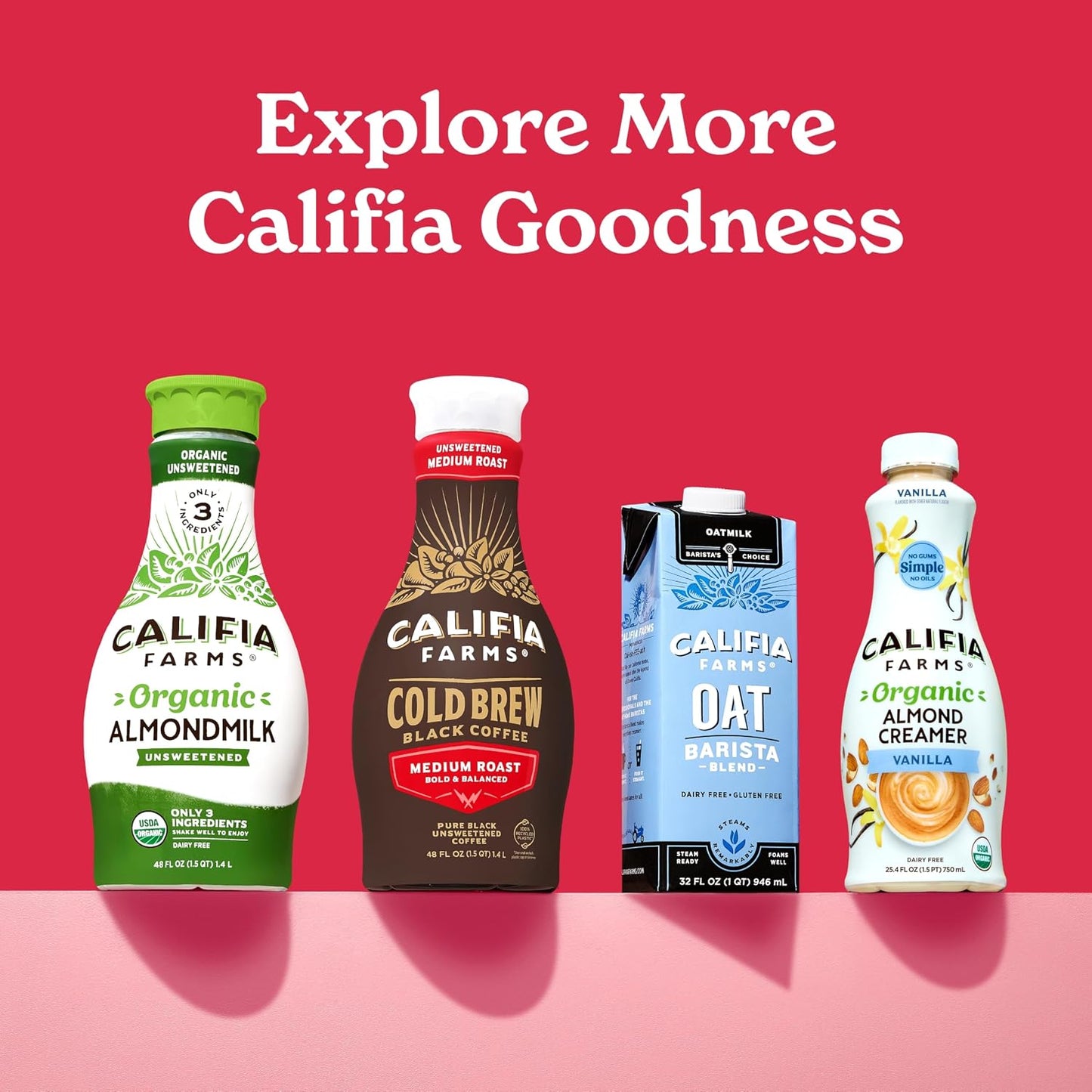 Califia Farms - Matcha Almond Latte, 48 oz, Dairy Free, Almond Milk, Plant Based, Vegan, Gluten Free, Non GMO, Green Tea