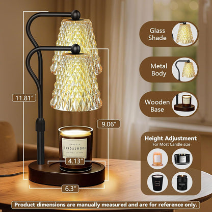 Candle Warmer Lamp with Timer Dimmer, Birthday Gifts for Women Mom, Height Adjustable Wax Melt Warmer for Jar Candles with 2 Bulbs, House Warming Gifts New Home Decor