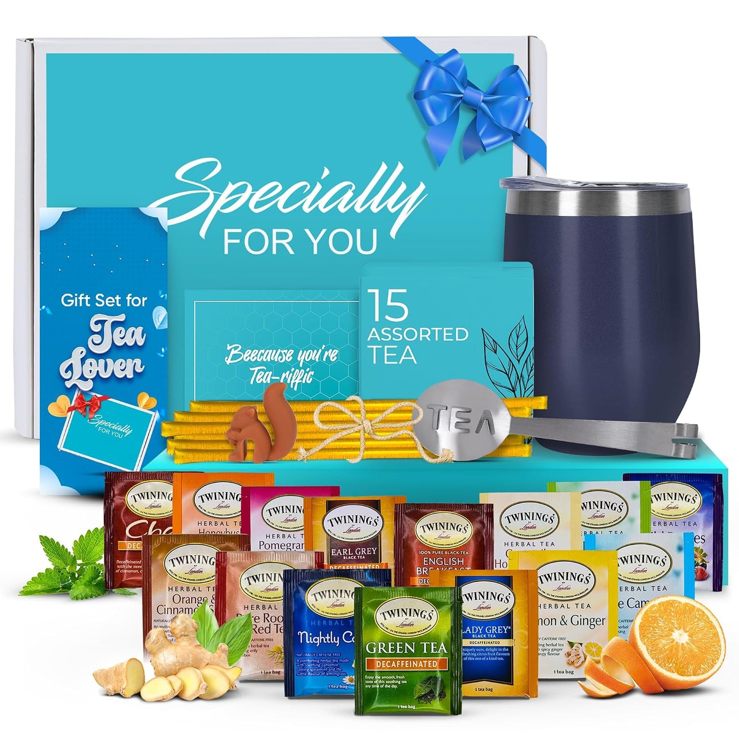 Modern Elegance Tea Tumbler Gift Set for Women, Teal