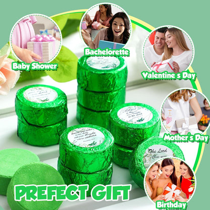 Siifert Shower Steamers Aromatherapy 50 Pack Bulk Eucalyptus Leaf Shower Steamer with Bible Verse Christian Gifts for Adults Her Mom Him Home Spa Gym Natural Essential Oil Self Care Relaxation