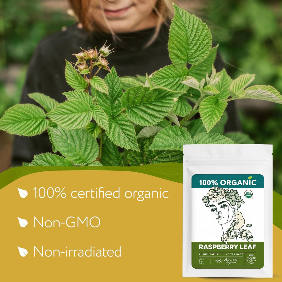 Organic Raspberry Leaf Tea Bags (40 Bleach-Free & Microplastic-Free TeaBags) - Womens Health, Fertility