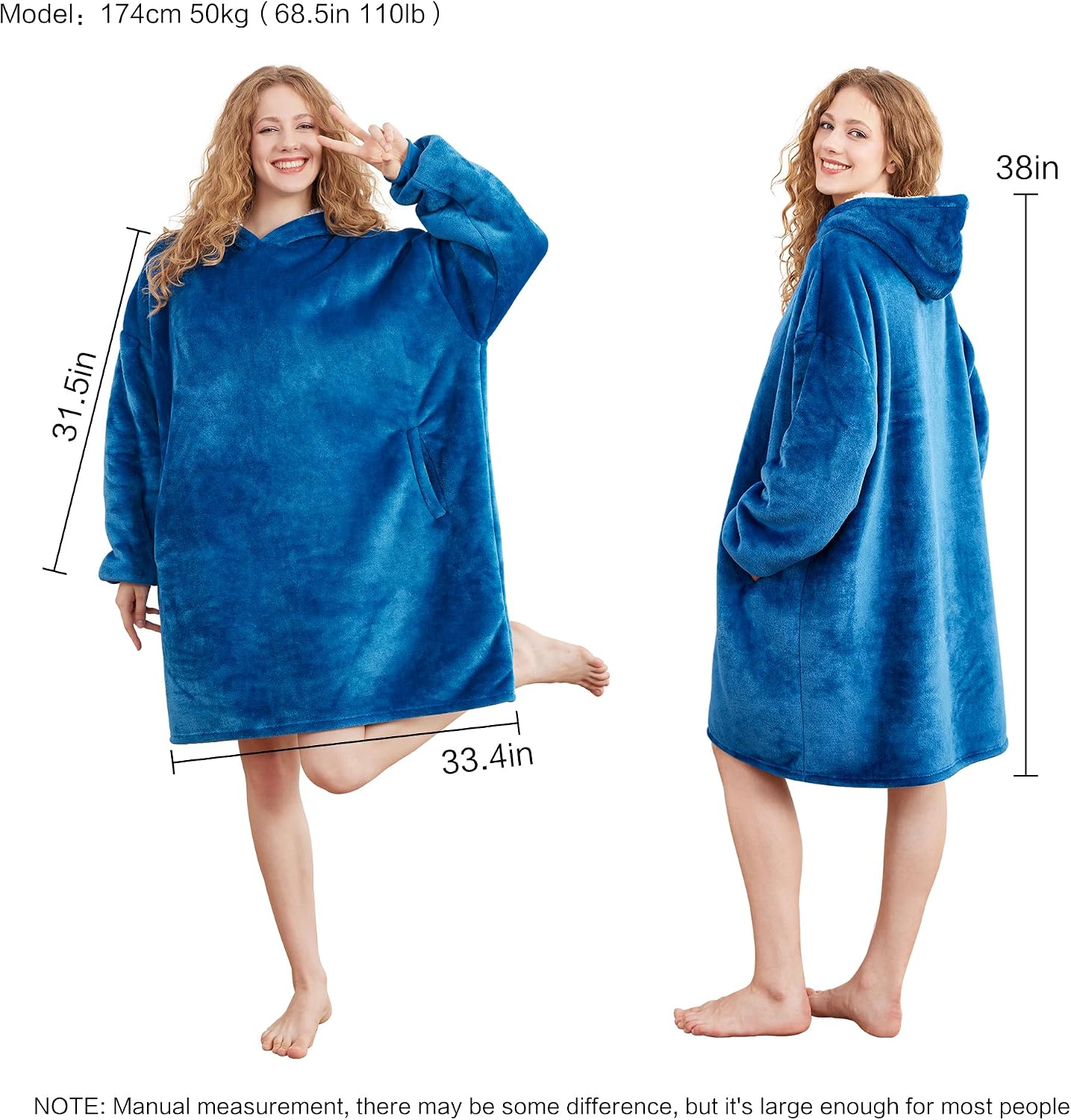 AmyHomie Wearable Blanket Hoodie for Adults & Teens,Oversized Sherpa Hooded Blanket,Warm Cozy Blanket Sweatshirt as Christmas Birthday Gifts for Women Men