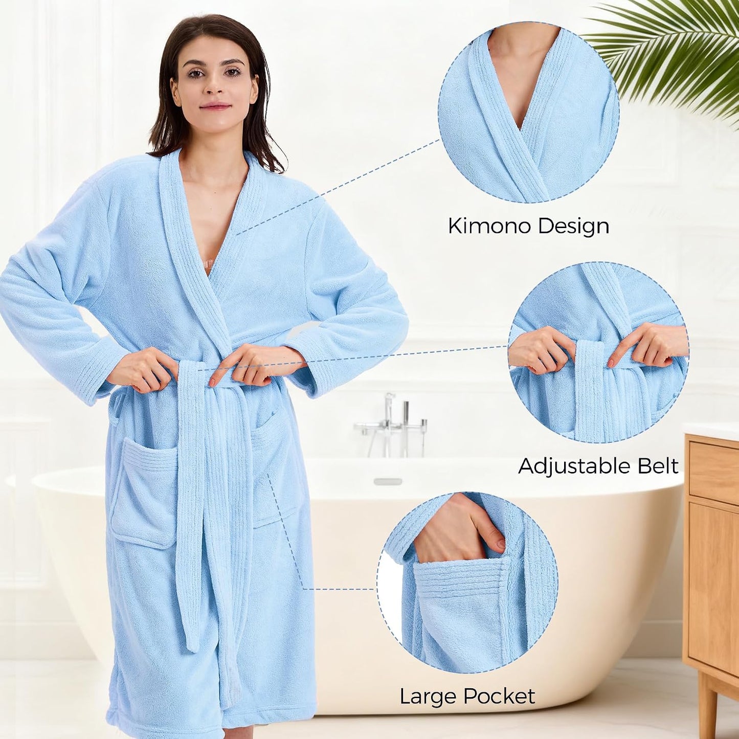 PJGGZ Towel Robe for Women – Soft Absorbent Kimono Bathrobe, Quick-Dry Spa Shower & Hotel Use