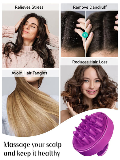HEETA Hair Scalp Massager for Hair Growth, Shampoo Brush, Scalp Scrubber Exfoliator with Soft Silicone Bristles for Dandruff Removal to Relieve Stress, Wet Dry Use Updated Material, Beige
