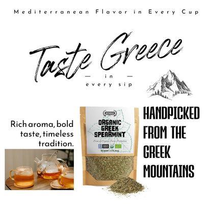 Apsogo Organic Greek Spearmint Tea - Loose Leaf Dried Mint Leaves, 1.76oz