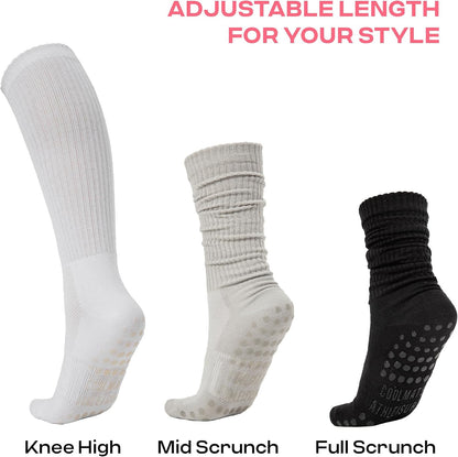 COOLMATE Pilates Socks with Grips for Women, Yoga Socks, Crew Non Slip Women for Barre, Pilates Gifts for Women - Colors B