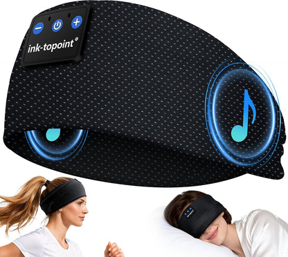 ink-topoint Sleep Headphones Bluetooth 5.4 Headband, 2 in 1 Sleep Mask with Bluetooth Headphones, Wireless Headband Earphones with Ultra-Thin HD Stereo Speaker, Music Headband for Workout Running Yoga