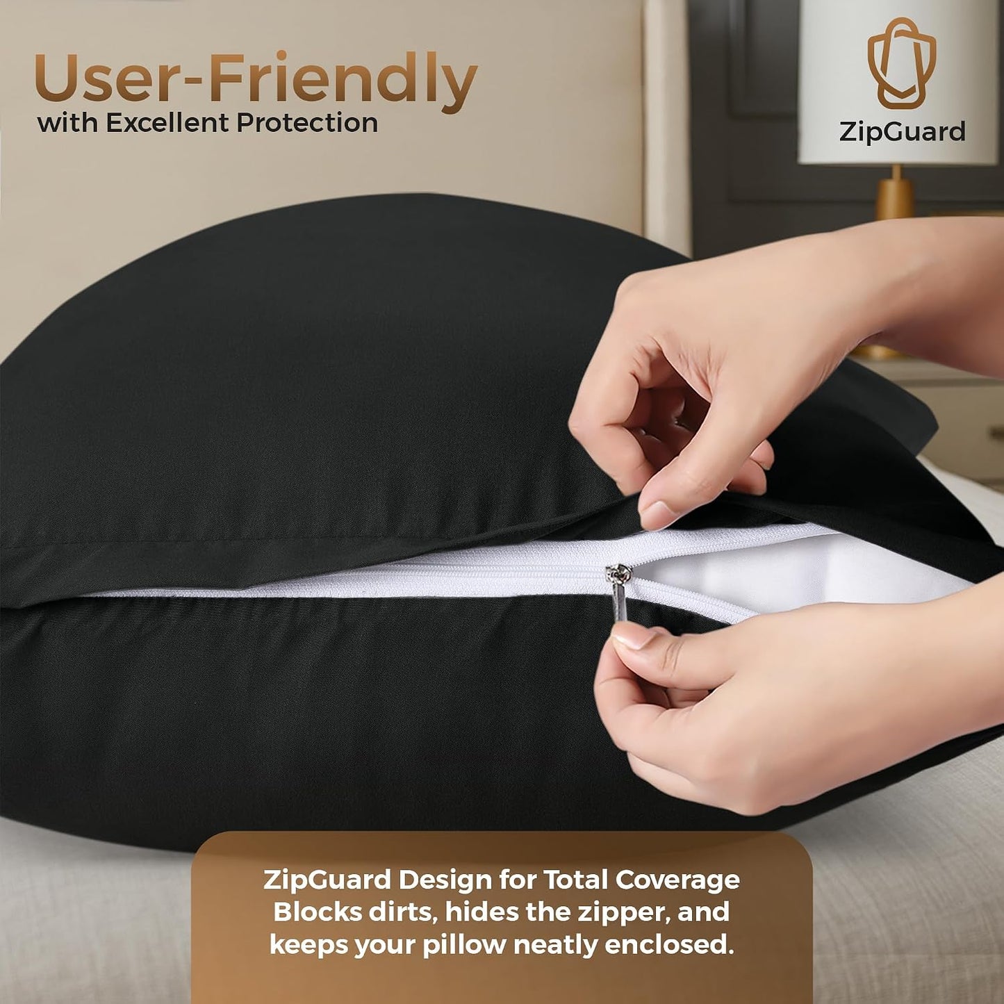 Utopia Bedding 4 Pack Pillow Protectors with Zipper Queen Size, Soft Brushed Microfiber Fabric Pillow Cases, Shrinkage and Fade Resistant Pillow Covers (White)