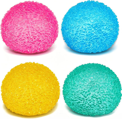 4PCS Textured Stress Balls, Squeeze Balls Fidget Balls for Anxiety Stress Relief, Squishies Fidget Toys for Teens and Adults, Sugar Balls for Classroom Prize Favors Easter Basket Stuffers