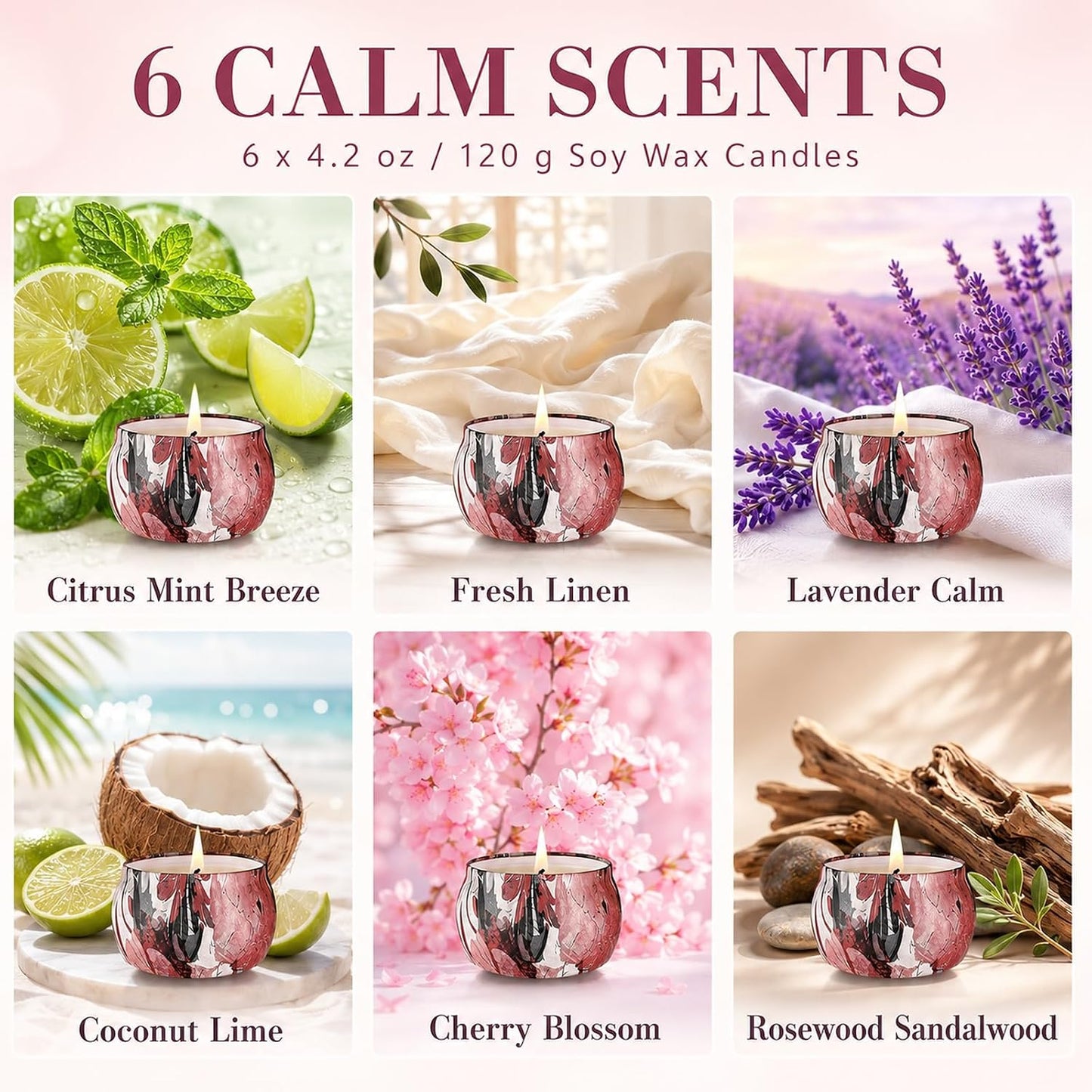 Candles, Scented Candles Gift Set for Women, 8 Pack Fruity Floral Soy Wax Aromatherapy Candles, Travel Tin Candles in Artist Gift Box, Birthday Gifts for Mom, Wife, Sister, Friend, Housewarming