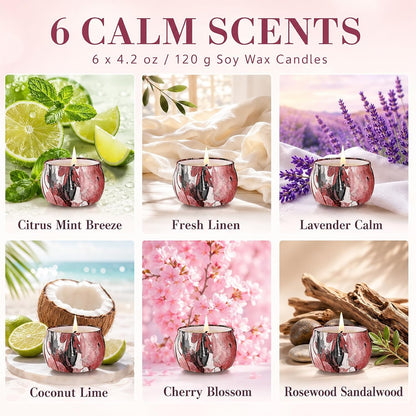 Candles, Scented Candles Gift Set for Women, 8 Pack Fruity Floral Soy Wax Aromatherapy Candles, Travel Tin Candles in Artist Gift Box, Birthday Gifts for Mom, Wife, Sister, Friend, Housewarming