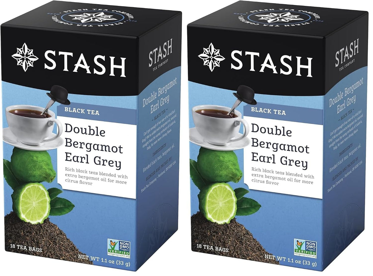 Stash Double Bergamot Earl Grey Black Tea, Tea bags, 18 ct (Pack of 2)