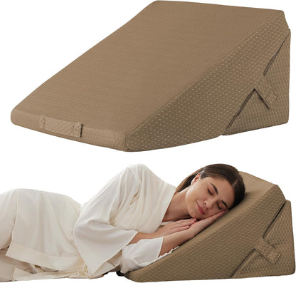Bedluxe Wedge Pillow Headboard, 3PCS Orthopedic Bed Wedge Pillows Set for After Surgery, Adjustable Pillow Wedge for Acid Reflux&Back Pain Relief, Sleeping, Back Pillow for Bed Sitting Up, White/Grey