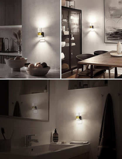 L LOHAS LED Night Lights Plug into wall, Amber Night Light with Adjustable Brightness, Plug in NightLight with Auto Light Sensor, Wall Sconce-Style Design Night Light for Bathroom,Hallway, 2 Pack