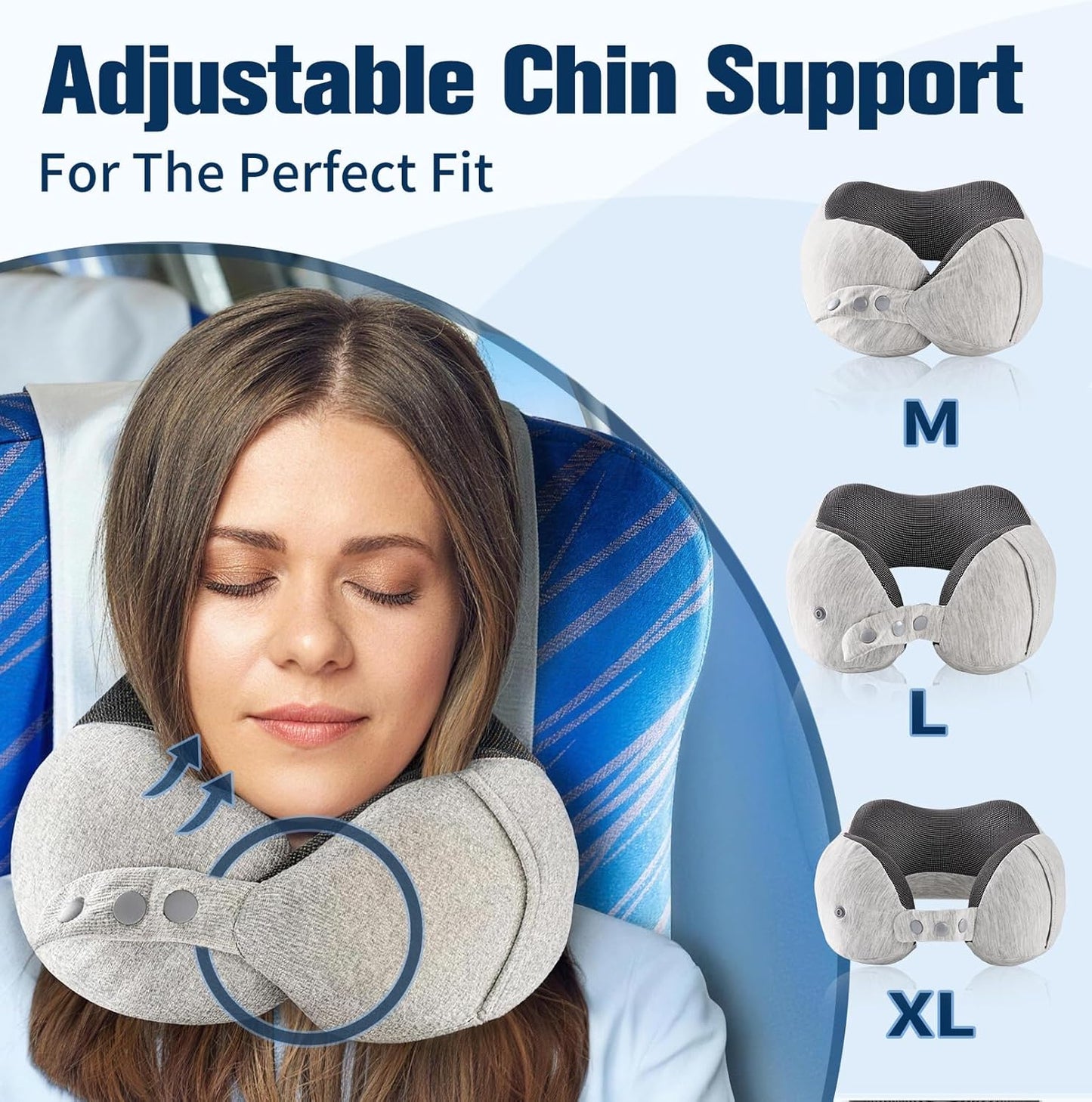 Cirorld Neck Pillow for Traveling, Travel Pillows for Airplanes,100% Pure Memory Foam Travel Neck Pillow, Adjustable Flight Pillow, Portable Plane Accessories with Eye Mask, Earplugs, Carry Bag