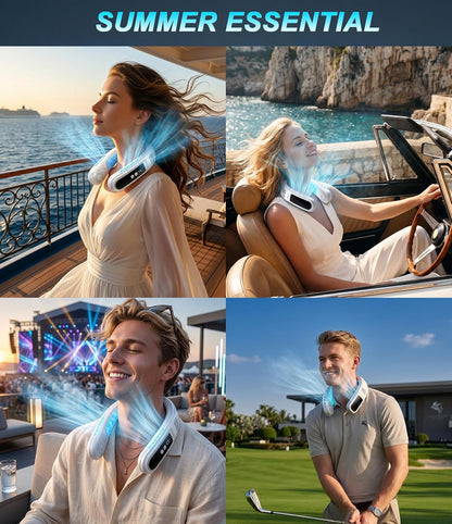 Neck Air Conditioner with 2 Icy Cooling Plates, Portable Neck Fans Blow Cold Air Rechargeable, Wearable Bladeless Fan Personal AC Dual Turbo,LED Screen Summer Gifts for Travel Beach Golf Office Women