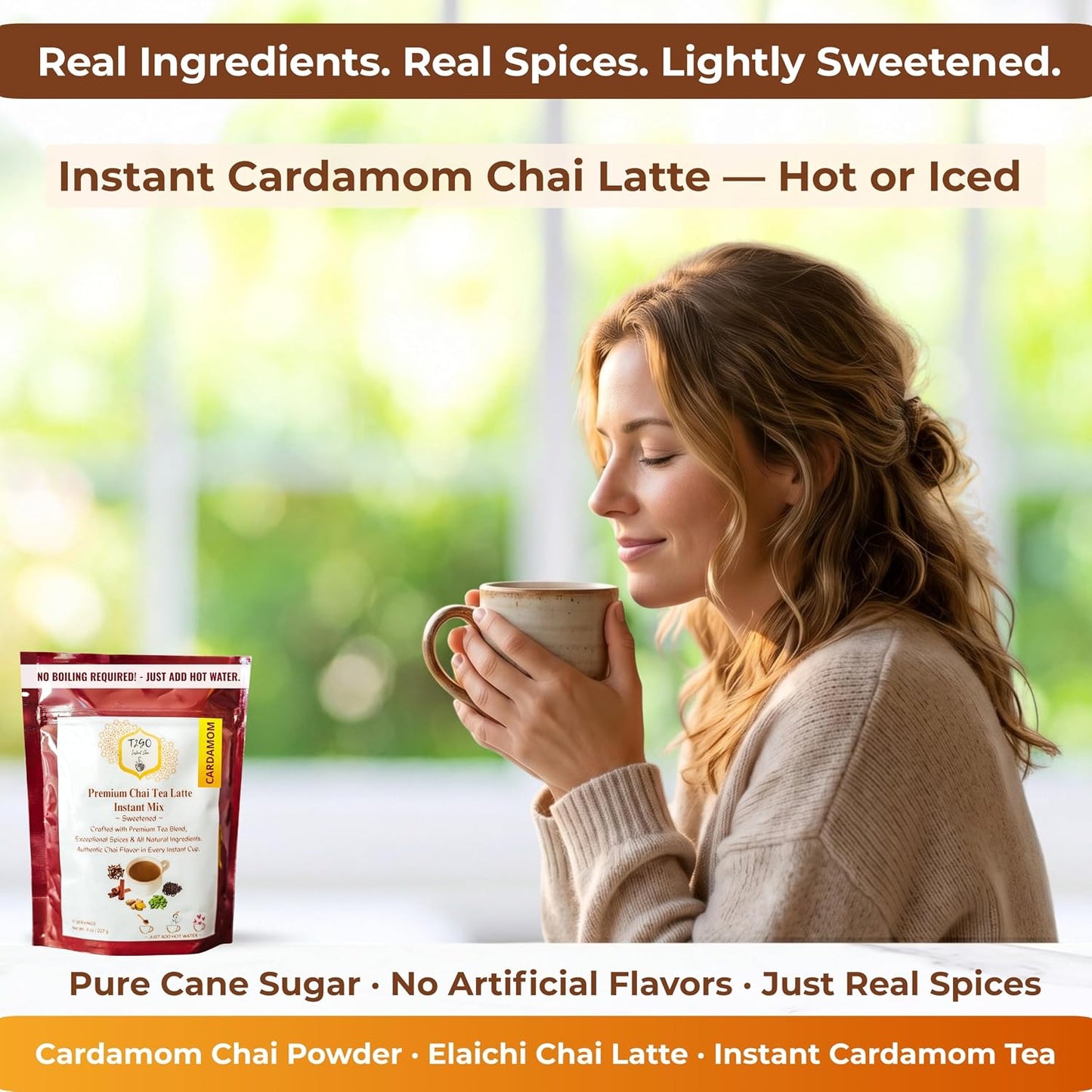 T2GO Authentic Karak Masala Chai Tea Mix – Just Add Water, 8 oz | Bold karak-style masala chai — real milk & spices in every scoop, no simmering