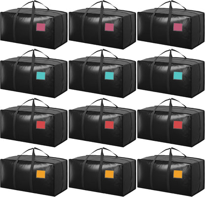 Moving Bags Heavy Duty 210GSM with Full-Open Side Zipper, 93L 220lbs Waterproof Foldable Storage Totes for College Dorm Move-In, Moving Boxes Alternative & Home Organization, Blue
