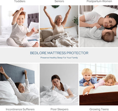 BEDLORE Waterproof Mattress Protector, King Size Mattress Pad with Deep Pocket 6"-18" Depth, Soft Noiseless Dirt-Proof Bed Mattress Cover Washable for Home, Bedroom, Hotel (Gray)