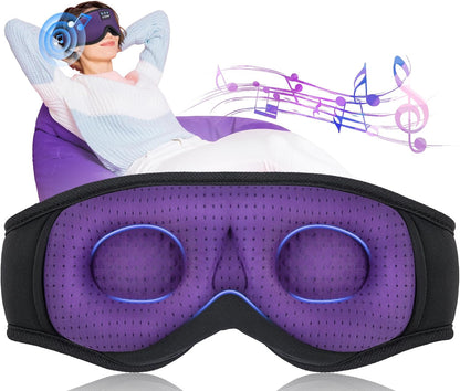 LC-dolida Sleep Headphones, 3D Sleep Mask Bluetooth Wireless Music Eye Mask, Sleeping Headphones for Side Sleepers Sleep Mask with Bluetooth Headphones Ultra-Thin Stereo Speakers Perfect for Sleeping